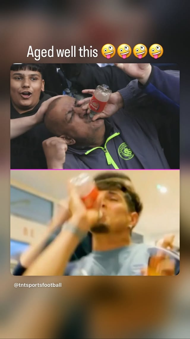 回旋镖🤣小贝的枪迷儿子狂晒图嘲讽水瓶哥，喝印曼城队徽的饮料插图1