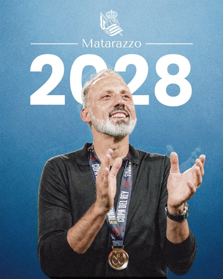上赛季国王杯冠军,官方:皇家社会与主教练马塔拉佐续约至2028年插图 上赛季国王杯冠军,官方:皇家社会与主教练马塔拉佐续约至2028年插图
